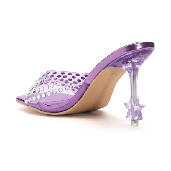HP🌙[ Azalea Wang ] Rhinestone Star Heel Minnie Purple Peep Toe Heels - Picture 5 of 14